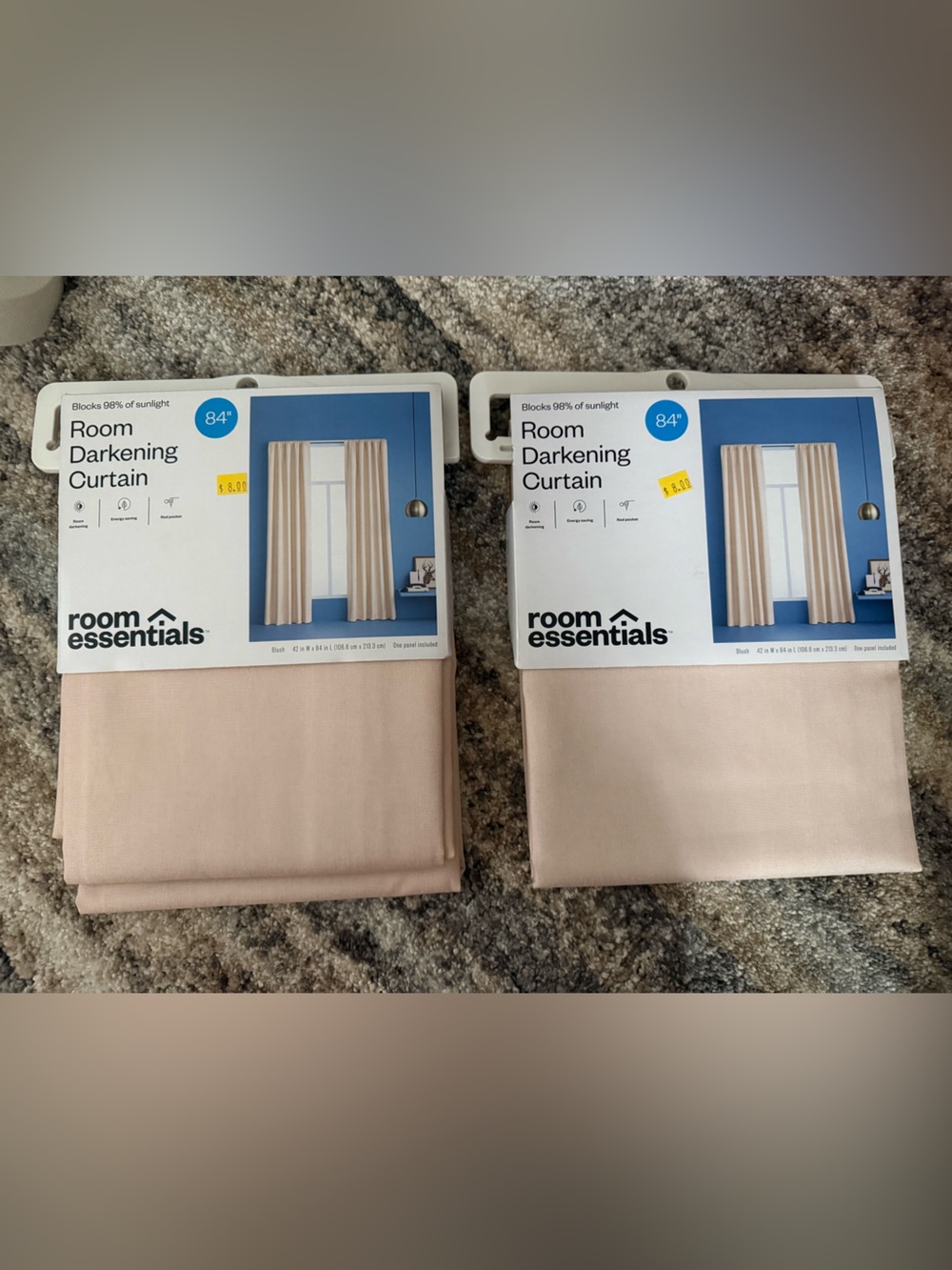 Room Essentials Pink-Blush Room Darkening Curtain Panels (Pair)